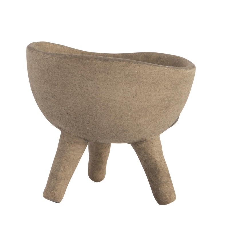Creative Co-Op Round Terra-cotta Bowl with 3-Legs and Distressed Finish, Cream - Image 5