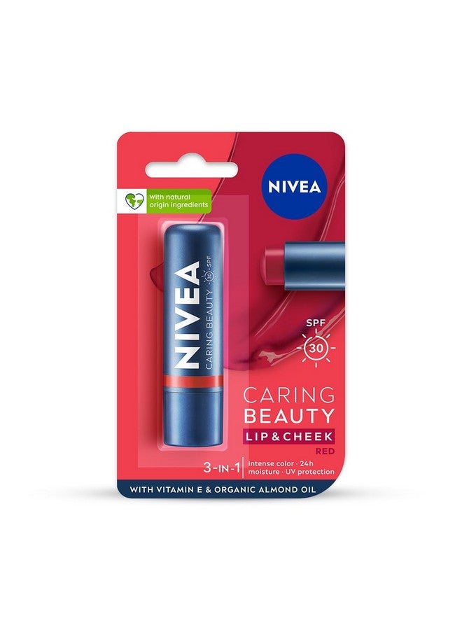Nivea بلسم الشفاه الأحمر للعناية من نيفيا | تينت للشفاه والخدود مع SPF 30 - Image 1