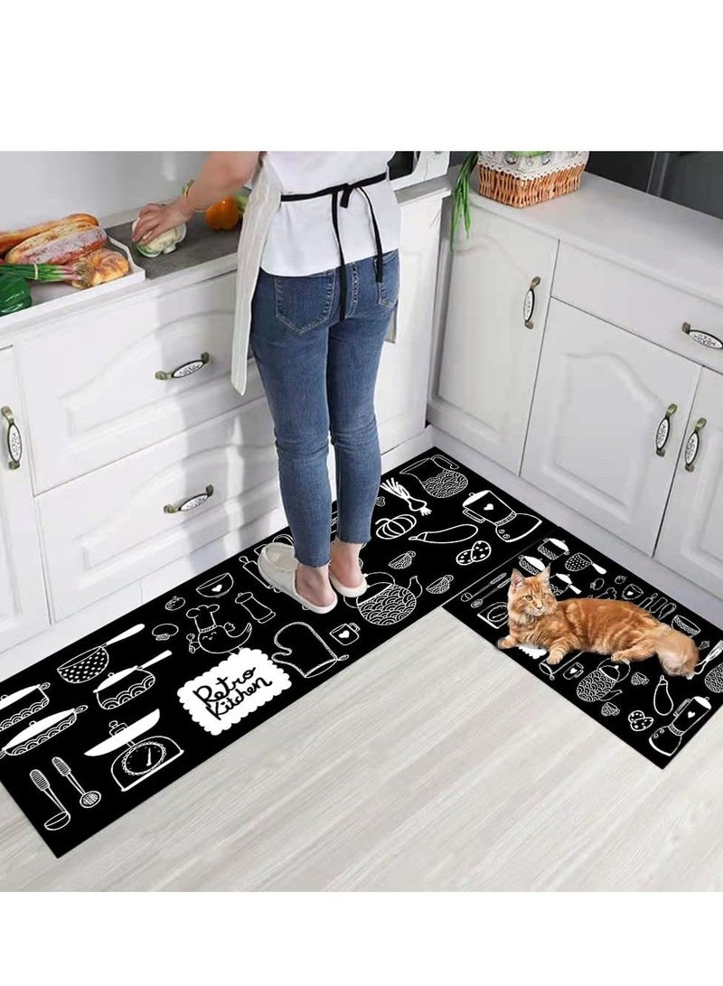 Y&D YumLock Washable Kitchen Rugs and Mats Set of 2 Piece 40x60 + 40x120cm Japanese HMK01001 - Image 1