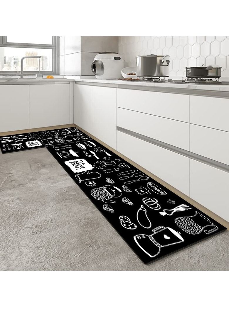 Y&D YumLock Washable Kitchen Rugs and Mats Set of 2 Piece 40x60 + 40x120cm Japanese HMK01001 - Image 2