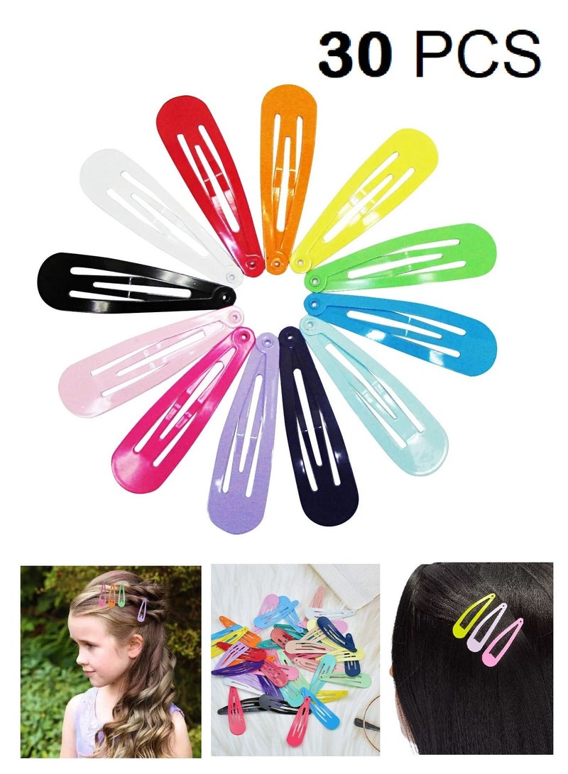 MARGOUN 30Pcs Snap Hair Clip Metal Non Slip Multicolor Hair Barrette Girls Women Hair Accessories - Image 1