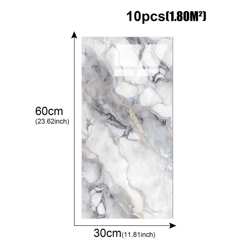 Chejiaye 10pcs Marble Peel and Stick Waterproof Wall Panels,Heat-Resistant Backsplash Tile, 23.6"x11.8" PVC Foam Wall Sticker for Kitchen,Living Rooms,TV Walls,Colorful (Not Real Tile 19.4Sq. Ft.) - Image 4
