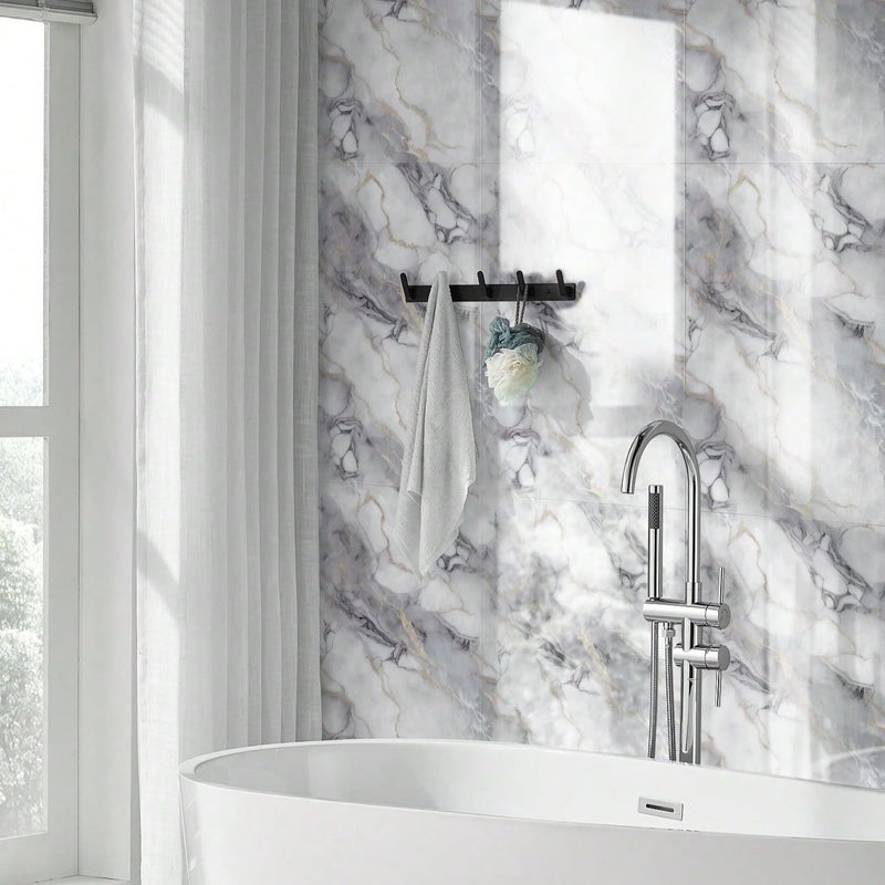 Chejiaye 10pcs Marble Peel and Stick Waterproof Wall Panels,Heat-Resistant Backsplash Tile, 23.6"x11.8" PVC Foam Wall Sticker for Kitchen,Living Rooms,TV Walls,Colorful (Not Real Tile 19.4Sq. Ft.) - Image 2