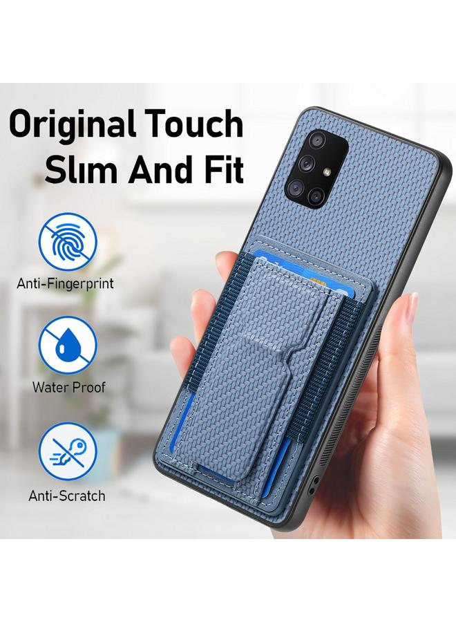 S-TOP Case For Samsung Galaxy A71 5G Carbon Fiber Fold Stand Elastic Card Bag Phone Case - Image 5