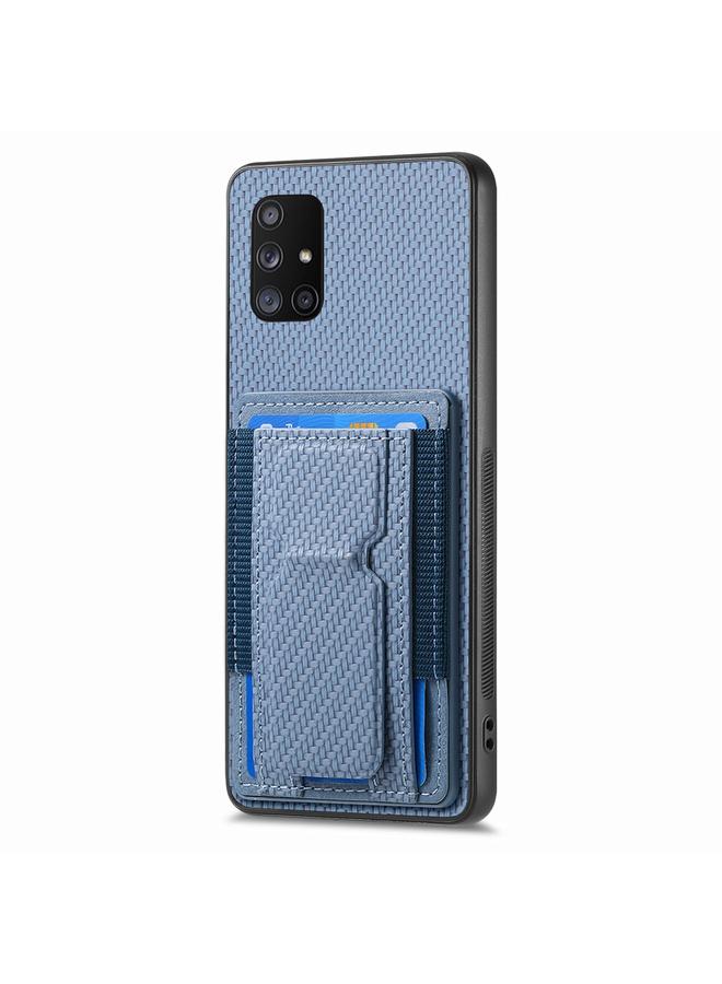 S-TOP Case For Samsung Galaxy A71 5G Carbon Fiber Fold Stand Elastic Card Bag Phone Case - Image 2