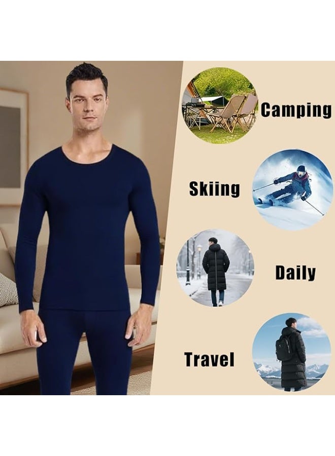 Thermal Underwear Set for Men Fleece Lined Base Layer Set Long Johns Base Layers Cold Weather Thickened Outdoor - Image 2