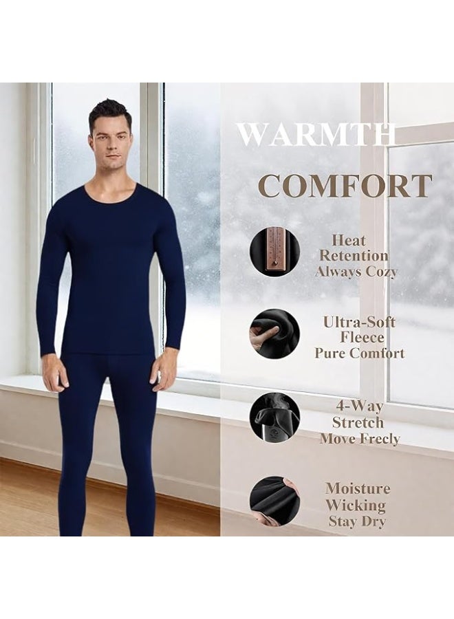 Thermal Underwear Set for Men Fleece Lined Base Layer Set Long Johns Base Layers Cold Weather Thickened Outdoor - Image 5