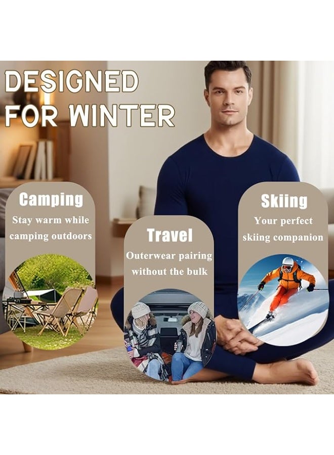 Thermal Underwear Set for Men Fleece Lined Base Layer Set Long Johns Base Layers Cold Weather Thickened Outdoor - Image 4