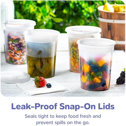 GUSTO [32 oz. - 24 Count Plastic Deli Containers with Lids - Disposable Food Storage Containers With Airtight Lids, Ideal for Soups, Stews, and Meal Prep - Image 5