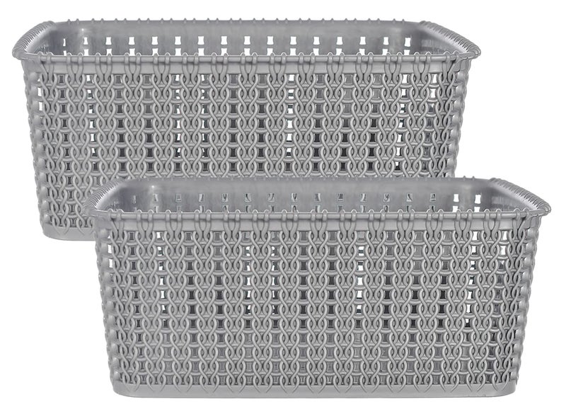 Kuber Industries Multipurposes Large M 20 Plastic Basket, Organizer for Kitchen, Countertops, Cabinets, Bathrooms Without Lid- Pack of 2 (Grey) -46KKM096 - Image 1