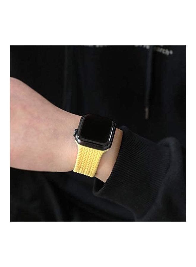 NIBEMINENT Silicone Braided Solo Loop Band Compatible With Apple Watch 1/2/3/4/5/6/SE Yellow - Image 2