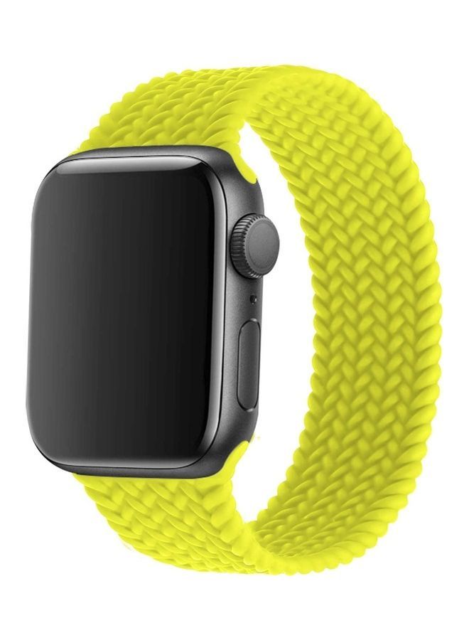 NIBEMINENT Silicone Braided Solo Loop Band Compatible With Apple Watch 1/2/3/4/5/6/SE Yellow - Image 1