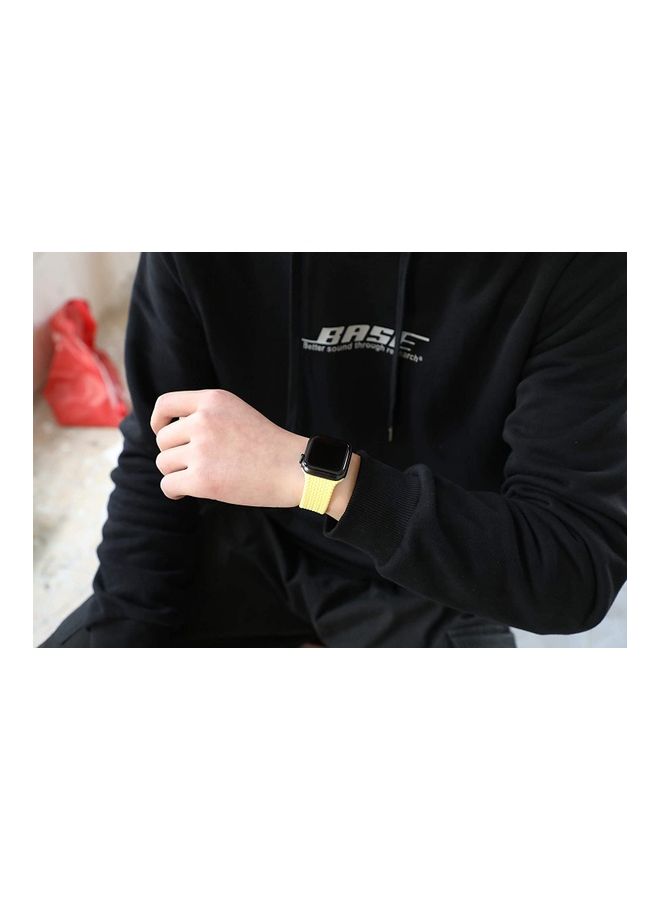 NIBEMINENT Silicone Braided Solo Loop Band Compatible With Apple Watch 1/2/3/4/5/6/SE Yellow - Image 3