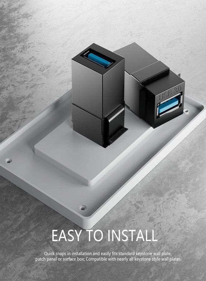 PANPEO USB 3.0 Keystone Jack Insert - Female to Female Coupler for Wall Plates & Panels (Black, 2 Pack) - Image 5