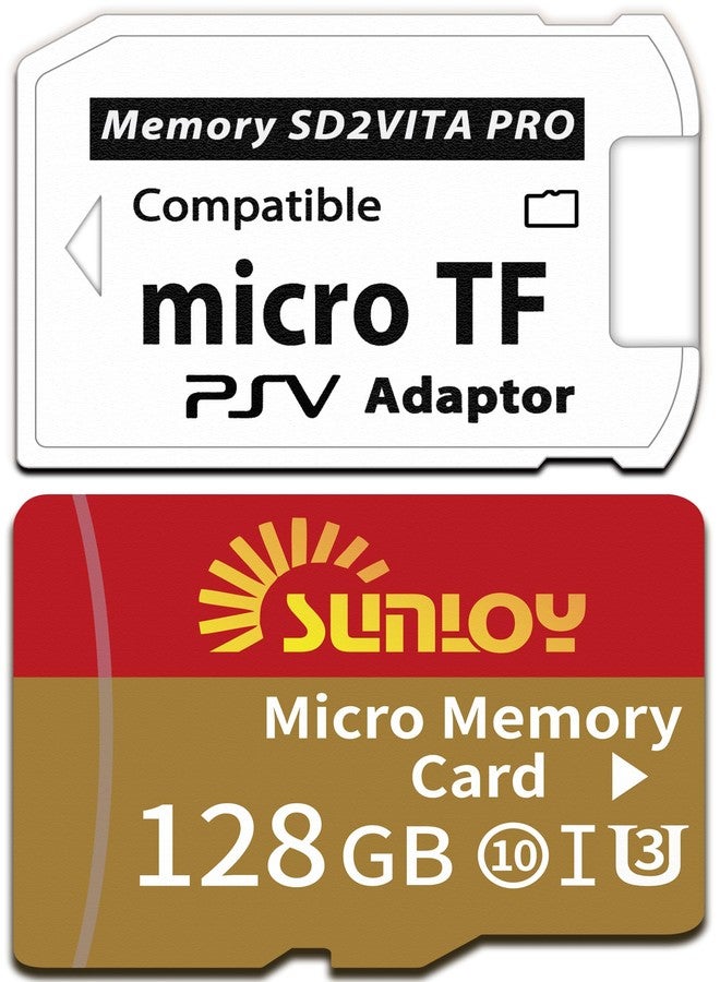 Sunloy SD2Vita 6.0 PS Vita Memory Card Adapter with 128GB Micro SD Card, High Speed microSDXC UHS-I Flash Memory Card with PSVita SD Card Adapter for PSV 1000/2000 PSTV FW 3.60 HENkaku Enso System - Image 1