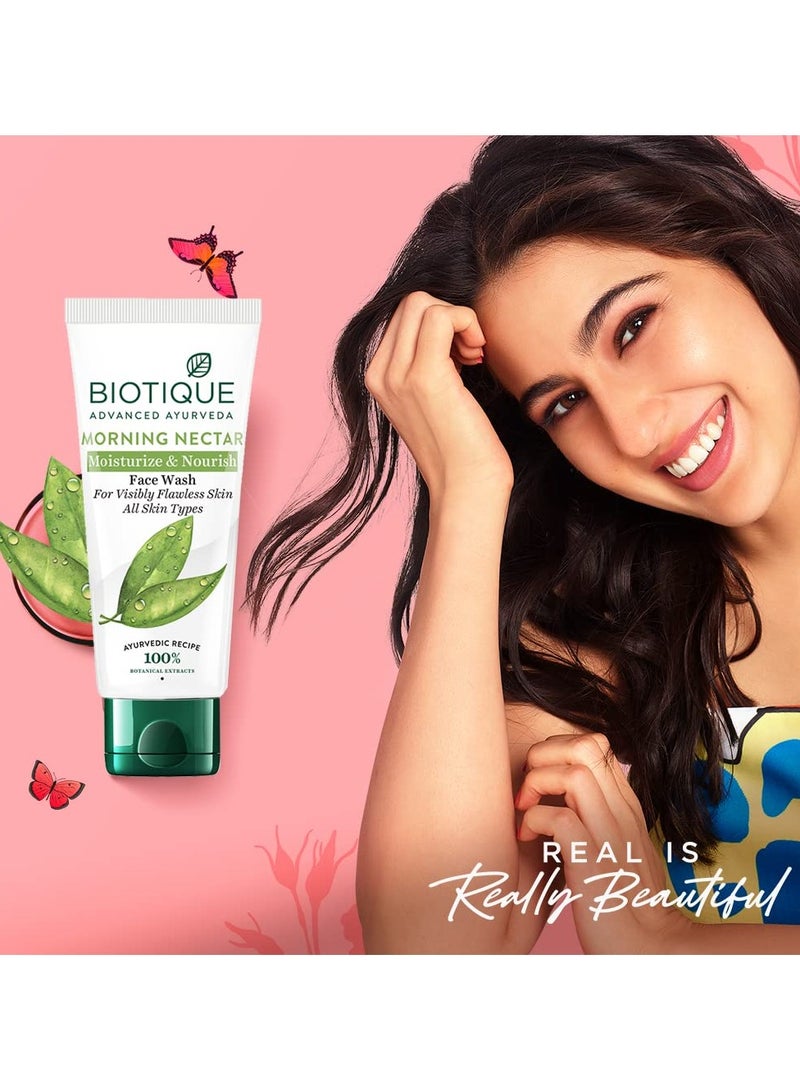 Biotique Morning Nectar Face Wash Moisturizing Nourishing Flawless Skin Wild Turmeric Neem All Skin Types 150ml - Image 3