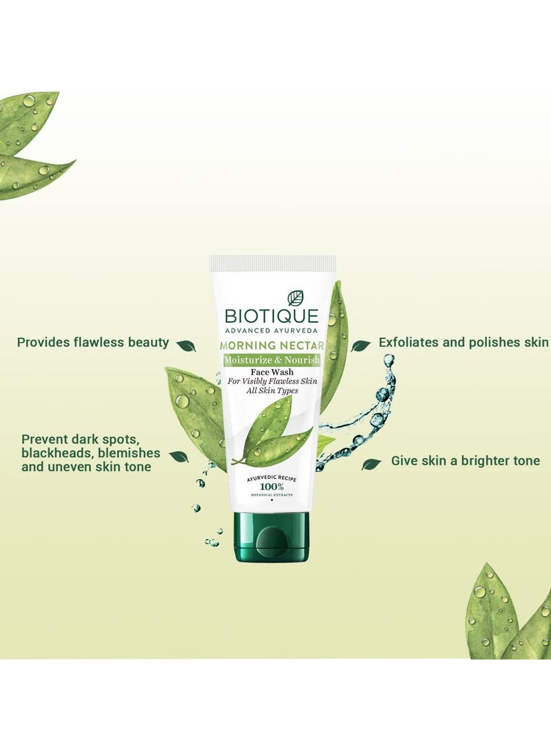 Biotique Morning Nectar Face Wash Moisturizing Nourishing Flawless Skin Wild Turmeric Neem All Skin Types 150ml - Image 4