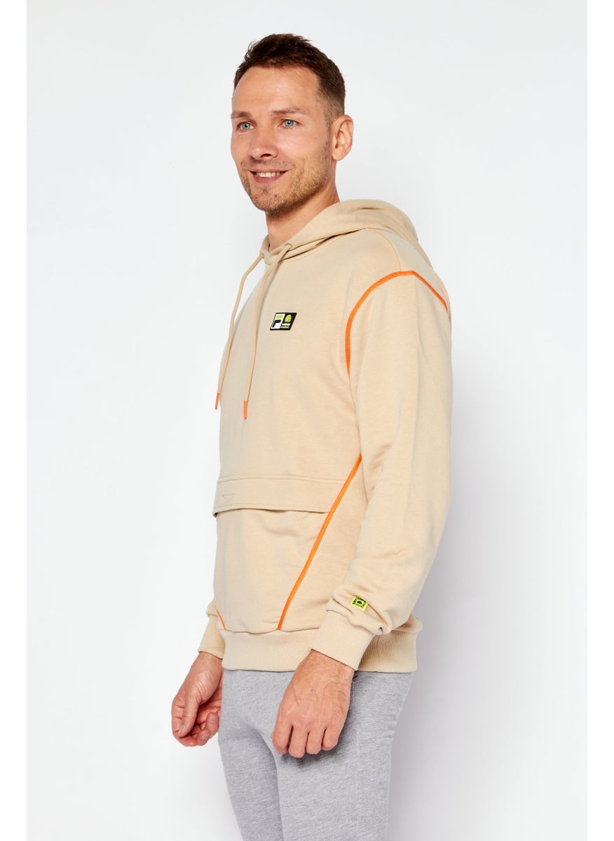 FILA Men Oversized Brand Logo Hoodies, Tan  - Image 4