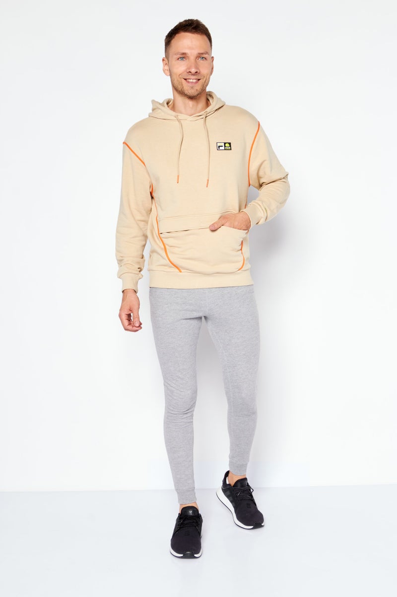 FILA Men Oversized Brand Logo Hoodies, Tan  - Image 2