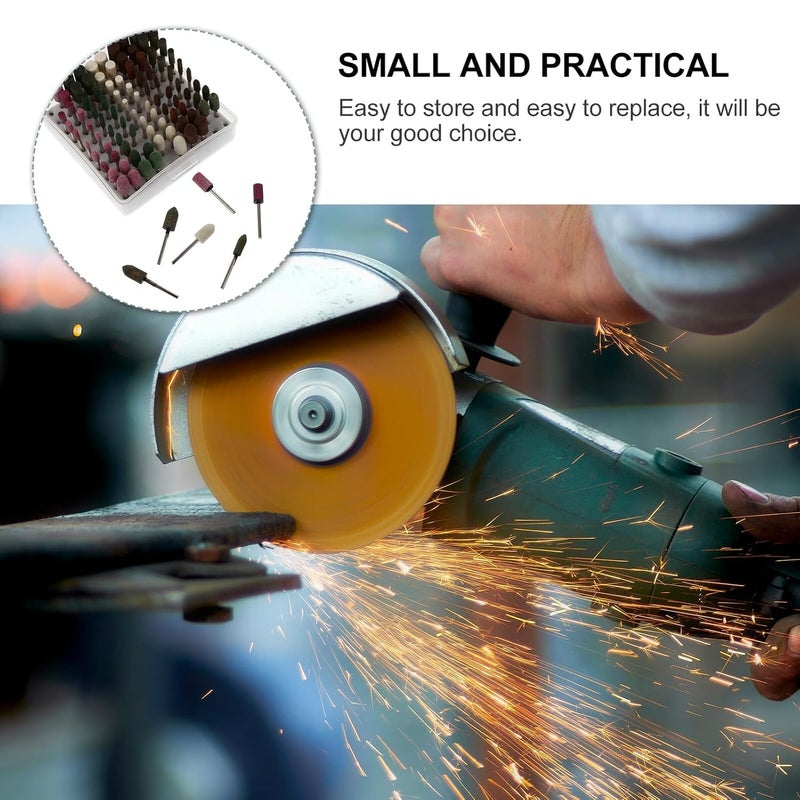 100pcs Small Abrasive Polishing Grinding Heads Set, Mixed Grinding Wheel Mounted Points for Rotary Tools, Deburring and Carving Electric Polishing Accessories Kit for Industrial - Image 4