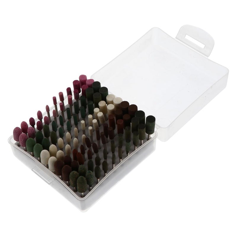 100pcs Small Abrasive Polishing Grinding Heads Set, Mixed Grinding Wheel Mounted Points for Rotary Tools, Deburring and Carving Electric Polishing Accessories Kit for Industrial - Image 1