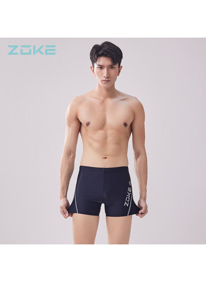 ZOKE Zhouke Men's Swimming Trunks, Square Leg, Compeive, Quick-drying, Chlorine-resistant, Spliced, Anti-embarrassment, 121602205-1, Black/silver, 2XL - Image 1