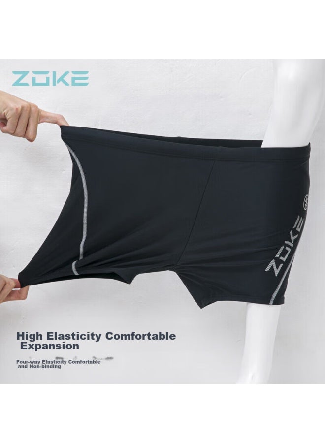 ZOKE Zhouke Men's Swimming Trunks, Square Leg, Compeive, Quick-drying, Chlorine-resistant, Spliced, Anti-embarrassment, 121602205-1, Black/silver, 2XL - Image 5