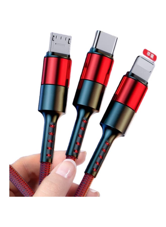 Oksj Data Cable Three-In Charger Cable, One-To Type-C, Apple Car Multi-Functional 5A Fast Charging Extension, Suitable For Huawei/Xiaomi/Android Phones, 1.2 Meters - Image 2