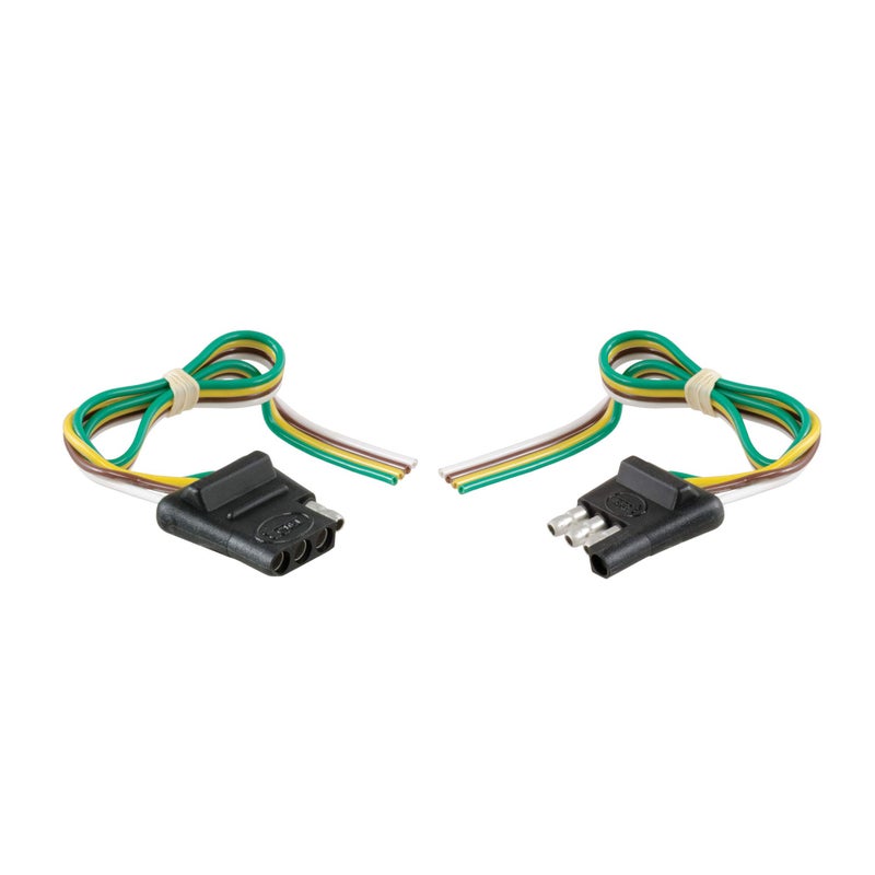 CURT 58304 4Pin Flat Wiring Harness 12Inch VehicleSide and TrailerSide Wires