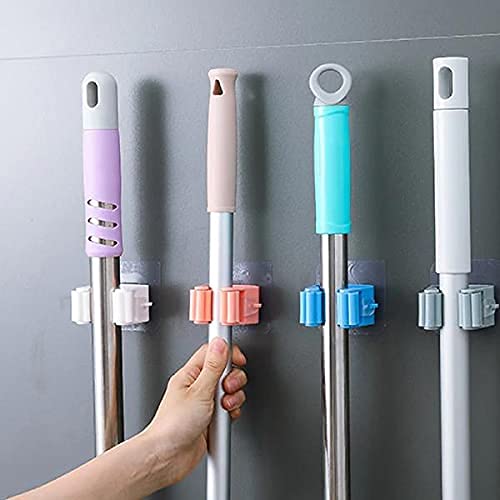 AG E-Com AG ECom Mop and Broom Holder Wall Mounted Magic Sticker Series Self Adhesive Broom Organizer Multipurpose Tools Pack of 4 - Image 3