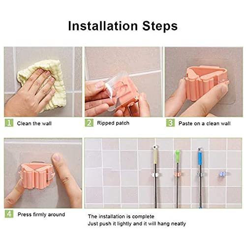 AG E-Com AG ECom Mop and Broom Holder Wall Mounted Magic Sticker Series Self Adhesive Broom Organizer Multipurpose Tools Pack of 4 - Image 5