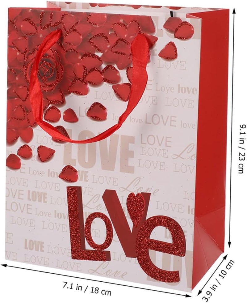 SOPOTUTU 12pcs Love Heart Paper Bags Medium Size 23×18×10cm Handheld Wrapping Bags for Mother’s Day Party Favor and Present Packing Random Style - Image 2