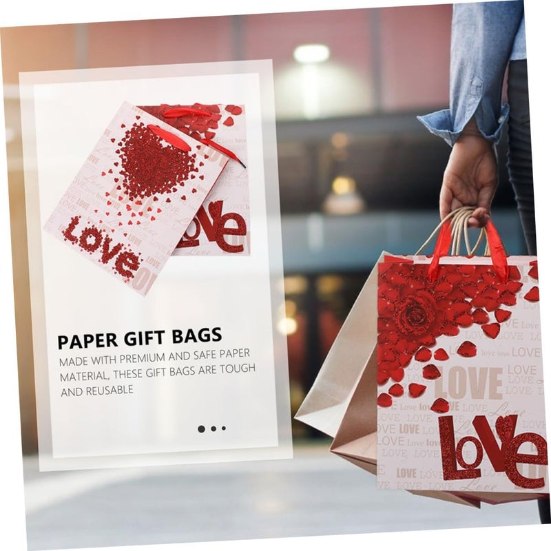 SOPOTUTU 12pcs Love Heart Paper Bags Medium Size 23×18×10cm Handheld Wrapping Bags for Mother’s Day Party Favor and Present Packing Random Style - Image 3