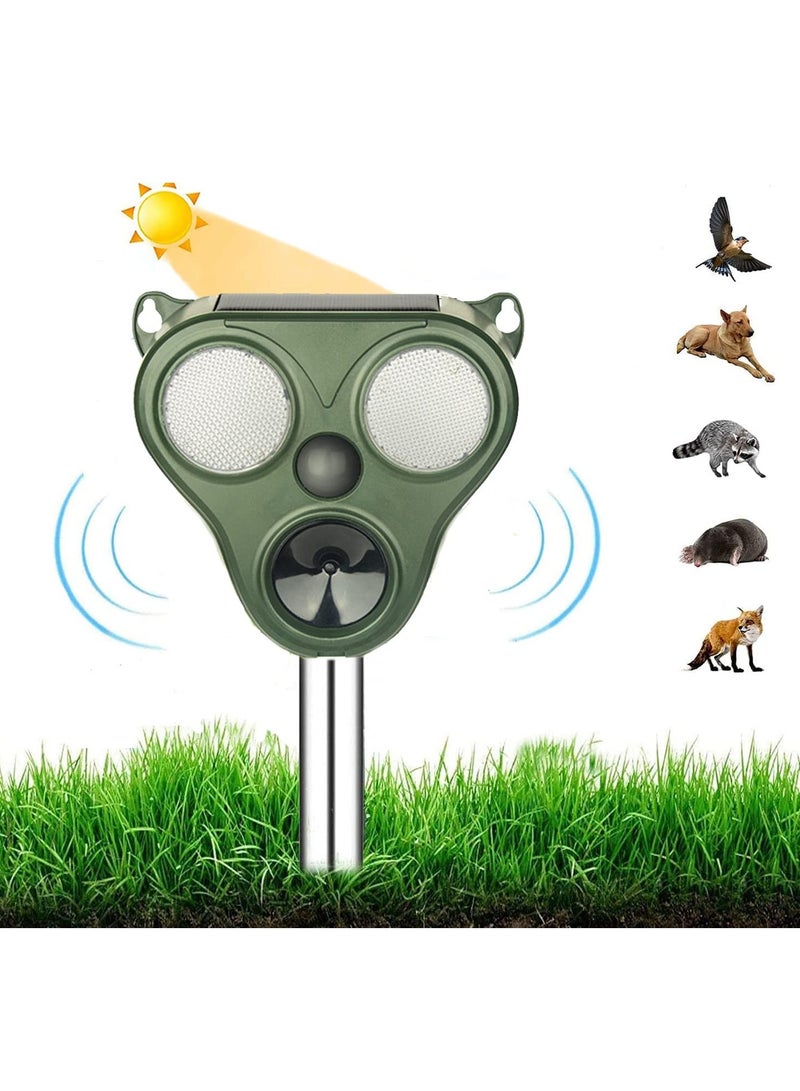 SYOSI Solar Powered Animal Repellent Ultrasonic Repeller USB Charge Effectively Repels Dog Cat Deer Rabbit Squirrel Bird Farm Garden Yard - Image 1