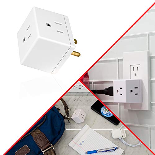 GE 3-Outlet Extender, Grounded Wall Tap, Adapter Spaced, 3-Prong, Multiple Plug, Power Splitter, Cruise Essentials, Use for Home Office School Dorm, UL Listed, White, 58368 - Image 5