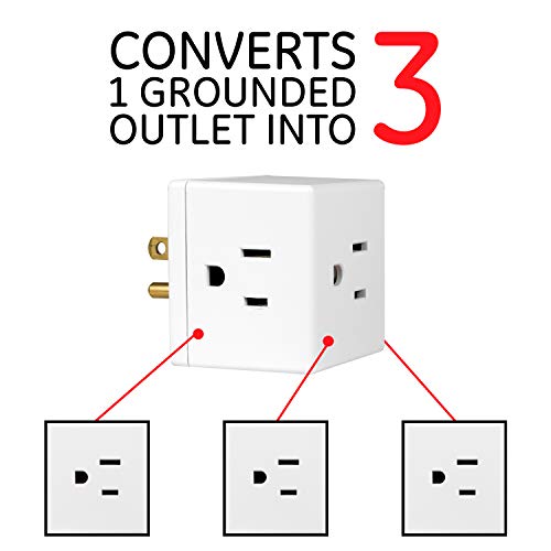 GE 3-Outlet Extender, Grounded Wall Tap, Adapter Spaced, 3-Prong, Multiple Plug, Power Splitter, Cruise Essentials, Use for Home Office School Dorm, UL Listed, White, 58368 - Image 2