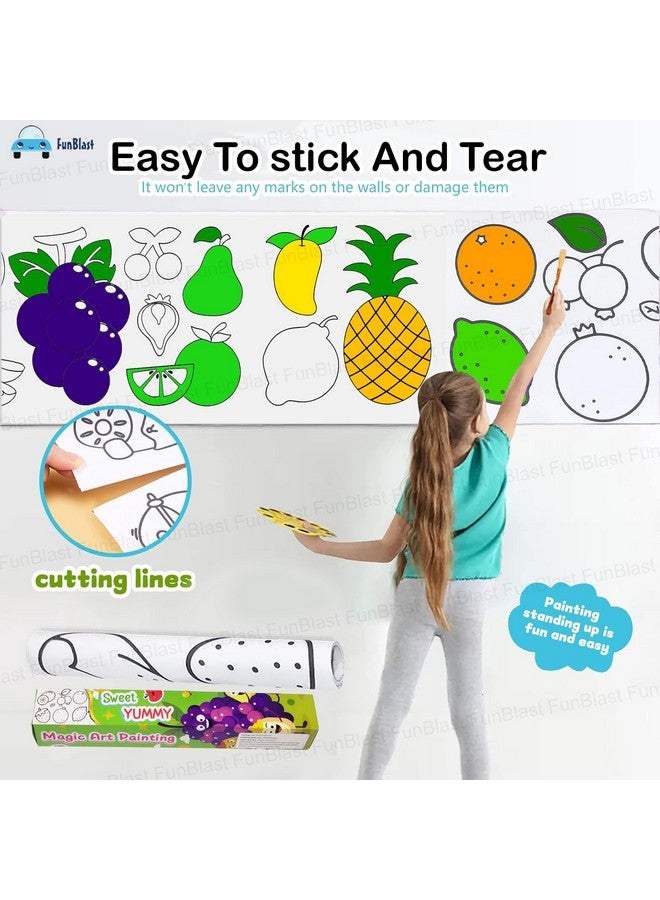 FunBlast Children's Drawing Roll, Coloring Paper Roll for Kids, 30 X 300Cm DIY Painting Drawing Paper Roll, Sticky Kids Art Roll, Early Educational Toys for Kids (Sweets-Theme) - Image 2