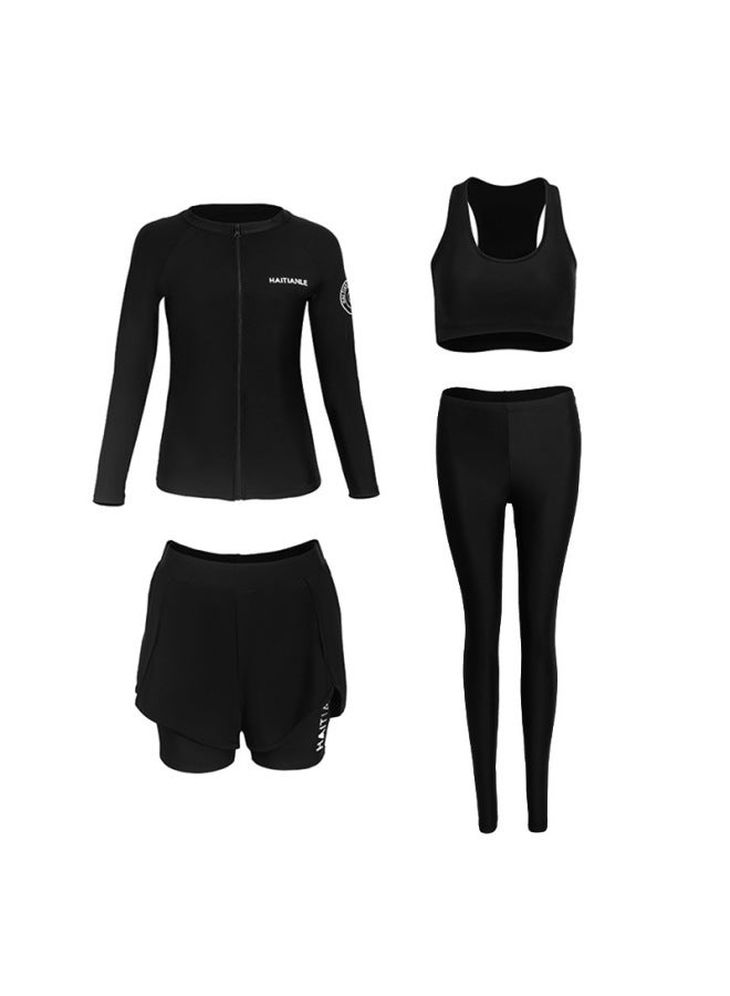 A Generation Of Men's And Women's Swimsuit Split Long Sleeve Pants Suit Solid Color Conservative Diving Suit Surfing Beach