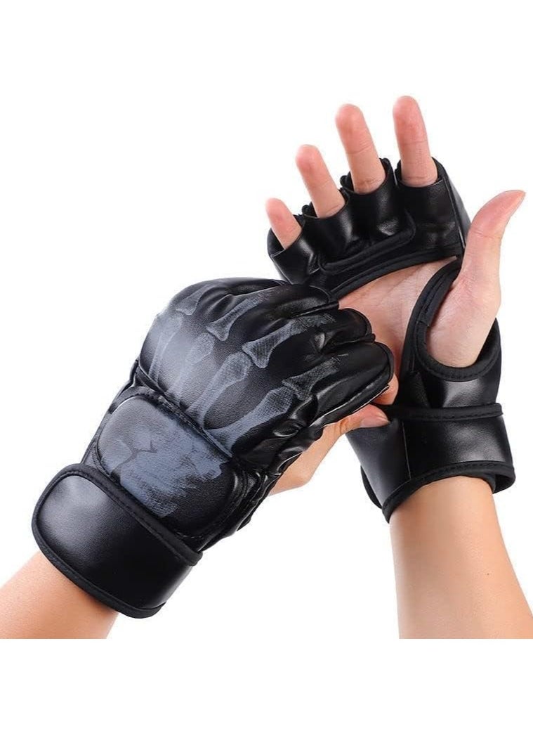 Generic Boxing Gloves Fingerless, for MMA Gloves, Pro Performance Kickboxing Gloves, Half-Finger Boxing Fight Gloves MMA Mitts with Adjustable Wrist Band UFC Gloves for Sanda Sparring Punching Bag Training  - Image 1