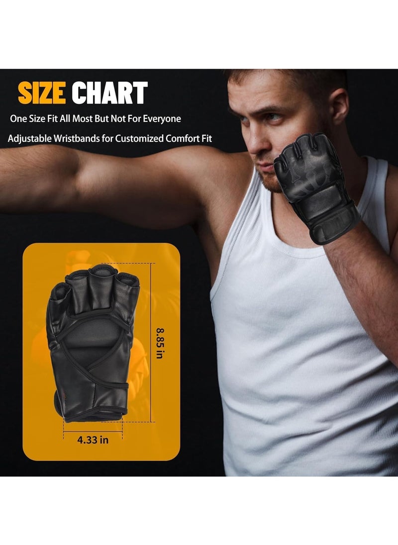 Generic Boxing Gloves Fingerless, for MMA Gloves, Pro Performance Kickboxing Gloves, Half-Finger Boxing Fight Gloves MMA Mitts with Adjustable Wrist Band UFC Gloves for Sanda Sparring Punching Bag Training  - Image 2