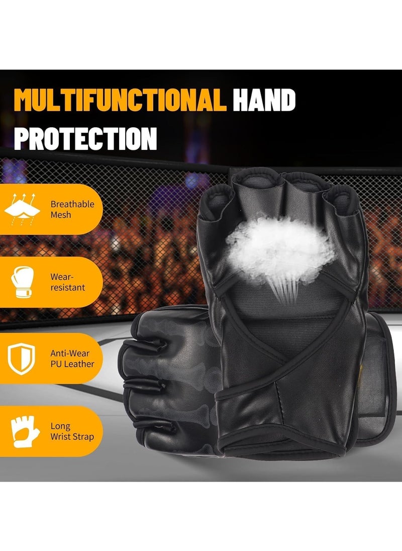 Generic Boxing Gloves Fingerless, for MMA Gloves, Pro Performance Kickboxing Gloves, Half-Finger Boxing Fight Gloves MMA Mitts with Adjustable Wrist Band UFC Gloves for Sanda Sparring Punching Bag Training  - Image 3