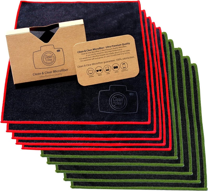 Clean & Clear Microfiber Cleaning Cloth, Extra Large [10 Pack] Ultra Premium Microfiber Cleaning Cloth - Microfiber Cloth for Camera Lens, Glasses, Screens, and All Lens. - Image 1