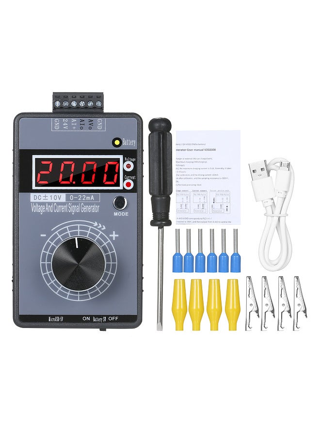 Generic - Portable Precision Current Voltage Signal Generator Programmable Analog Signal Simulator Calibrator with Rechargeable Battery for Simulating DC -10~10V and 0~22mA Signals PLC Inputs - Image 1