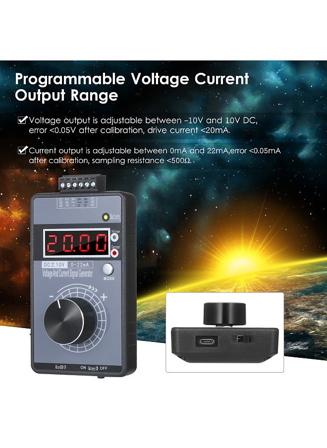 Generic - Portable Precision Current Voltage Signal Generator Programmable Analog Signal Simulator Calibrator with Rechargeable Battery for Simulating DC -10~10V and 0~22mA Signals PLC Inputs - Image 1