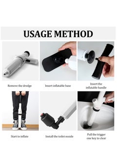 SYOSI 9 in 1 Air Plunger for Toilet, Drain Plumb Plunger, High Pressure with 9 Detachable Assembly Heads, Air Drain Blaster Gun Plunger High Pressure, For Clogged Toilet Kitchen Bathroom Tubs(gray)  - Image 3