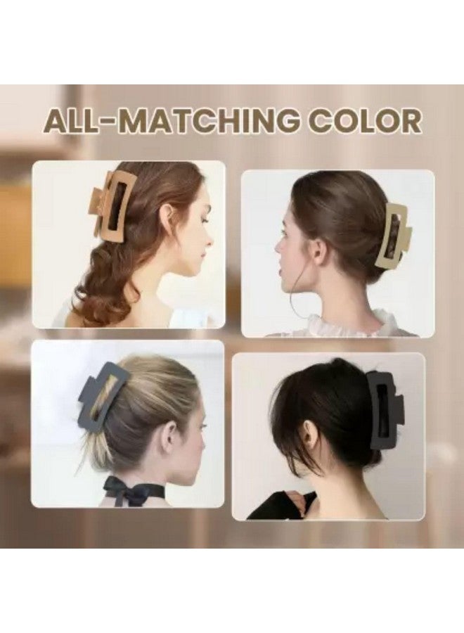 DN Creation Plastic Rectangle Hair Claw Matte Solid Color, Non-Slip Catch Hair Clips Jumbo Hair Styling Accessories (Pack of 4) - Assorted Color - Image 4