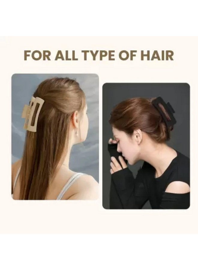 DN Creation Plastic Rectangle Hair Claw Matte Solid Color, Non-Slip Catch Hair Clips Jumbo Hair Styling Accessories (Pack of 4) - Assorted Color - Image 3