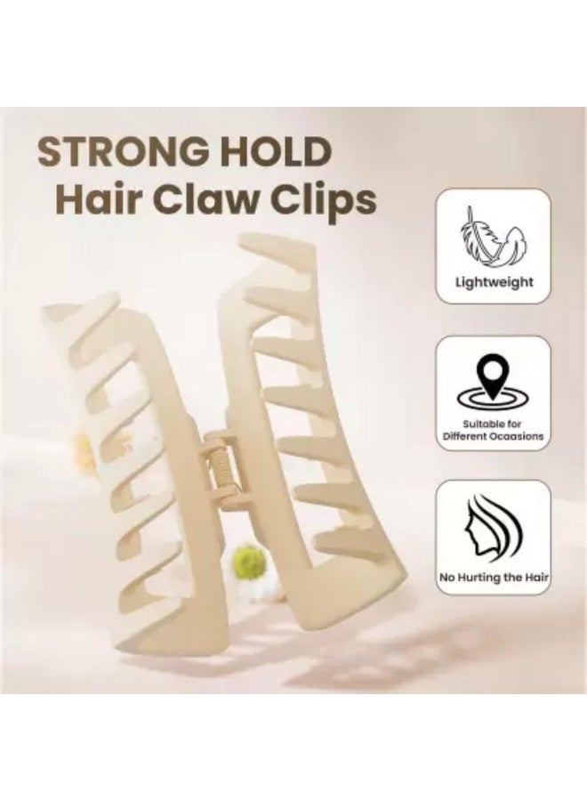 DN Creation Plastic Rectangle Hair Claw Matte Solid Color, Non-Slip Catch Hair Clips Jumbo Hair Styling Accessories (Pack of 4) - Assorted Color - Image 2