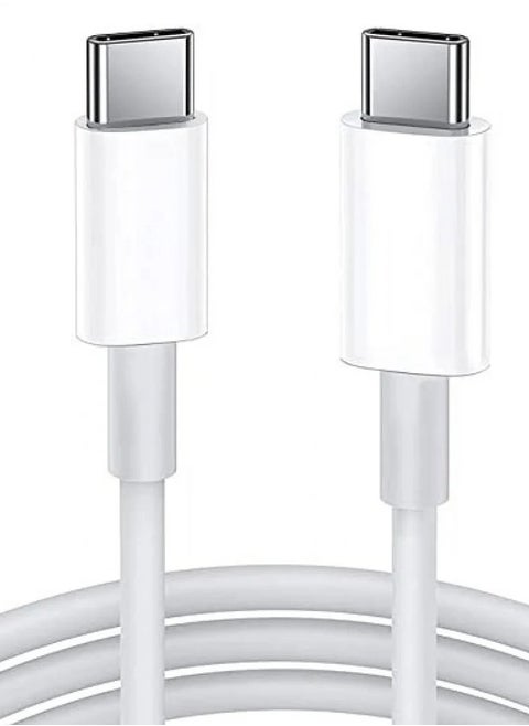 Type-C to Type-C cable compatible with iPhone 16 and all devices with a Type-C port, white
