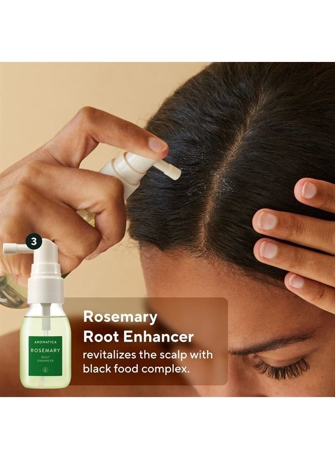 AROMATICA Rosemary Scalp Scaling Trial Kit - Gift Set - Mini Wooden Hair Brush - [Shampoo 3.38 fl. oz. / Root Enhancer 1.01 fl. oz. / Scalp Scrub 1.01 fl. oz.] - For Clearer and Dandruff Free Hair - P  - Image 5